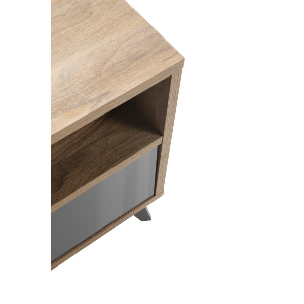 comodino camera da letto grigio scuro laccato/noce brera dettaglio angolo