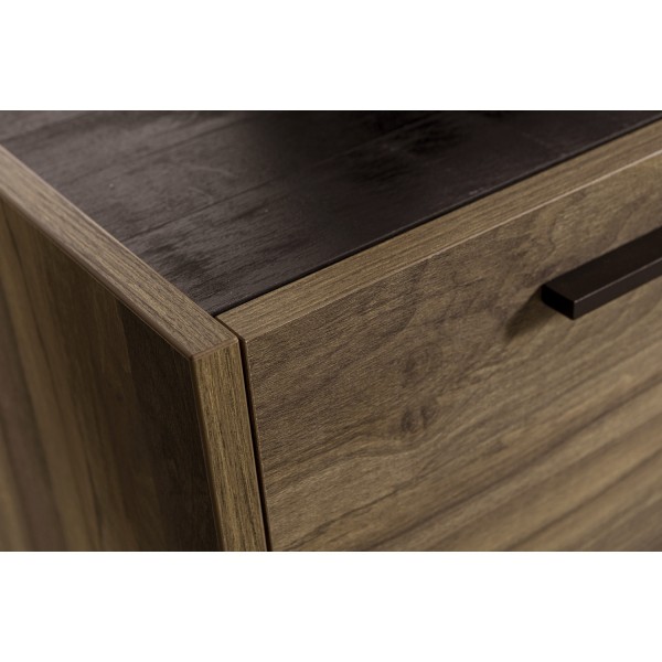 cassettiera noce brera/nero chalet dettaglio parte superiore modello Bali Totò Piccinni