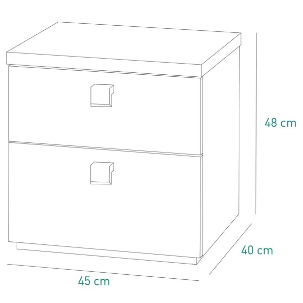 Specifica dimensioni Comodino classico in legno colore "Rovere Miele/Bianco Laccato" 2 cassetti modello Orbita Totò Piccinni