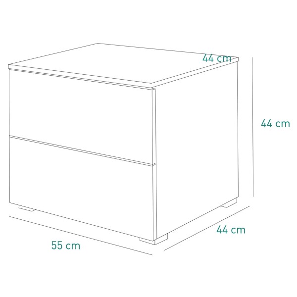 Specifica dimensioni Comodino per camera da letto in legno colore "Bianco Laccato" con 2 cassetti modello Brezza Totò Piccinni