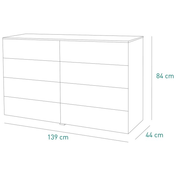 Specifica dimensioni Cassettiera doppio cassettone in legno colore Bianco Laccato modello Brezza Totò Piccinni
