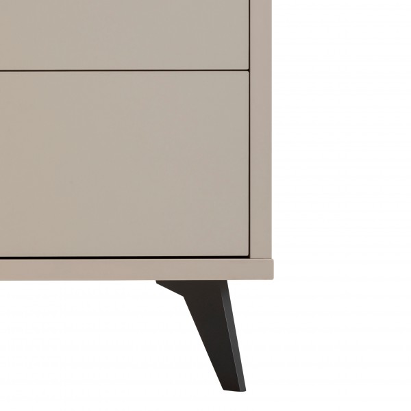 Dettaglio Cassettiera camera da letto in legno colore "Cannettato/Cashmere" con 3 cassetti 