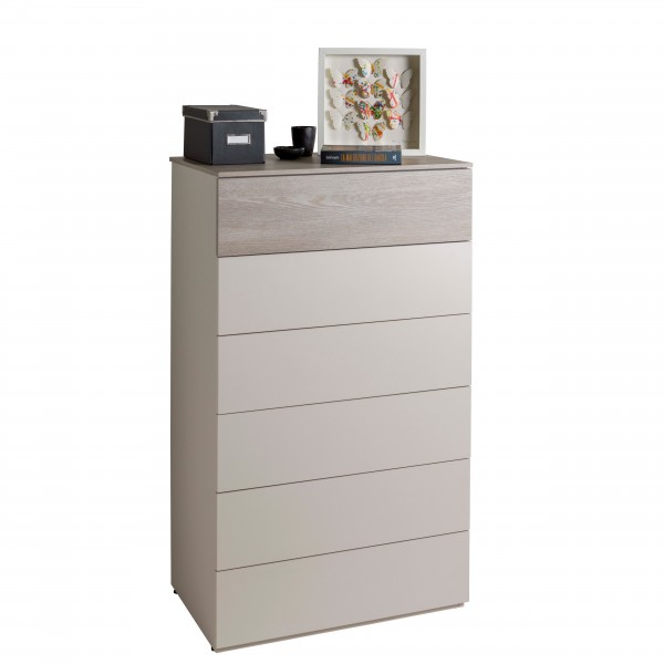 Cassettiera 6 cassetti Grigio Gessato/Cashmere modello Splendida Totò Piccinni
