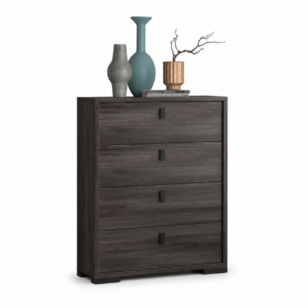 Cassettiera 4 cassetti in legno colore Olmo Jarez/Grigio Laccato modello Alma Totò Piccinni