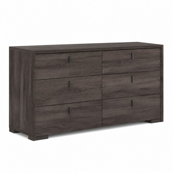 Cassettiera in legno 6 cassetti colore "olmo jarez/grigio laccato" 138x45x85h modello Alma Totò Piccinni 