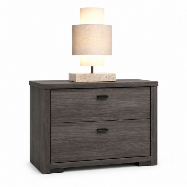 Comodino 2 Cassetti Olmo Jarez/Grigio Laccato 60x40x45h modello Alma Totò Piccinni