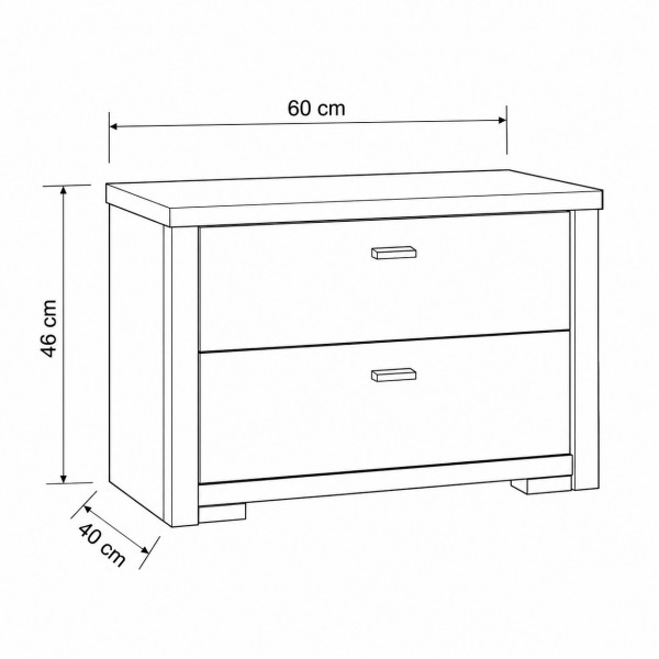 Specifica dimensioni Comodino 2 Cassetti Olmo Jarez/Grigio Laccato 60x40x45h modello Alma Totò Piccinni