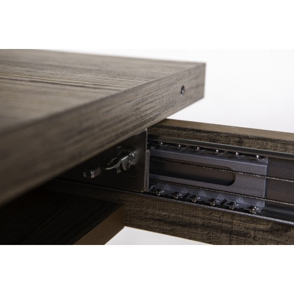 Dettaglio Tavolo da soggiorno allungabile in legno colore Rovere Artisan con gambe in ferro Totò Piccinni