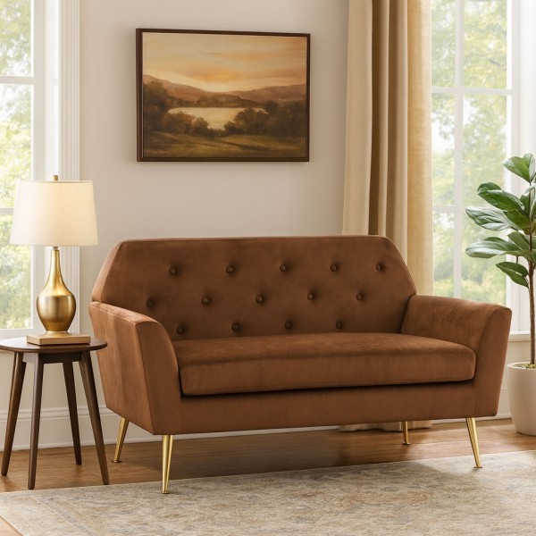 Divano 2 Posti In Pelle Cavadore Bansa: Comfort E Stile Per Il Tuo Soggiorno, Marrone 148 Cm