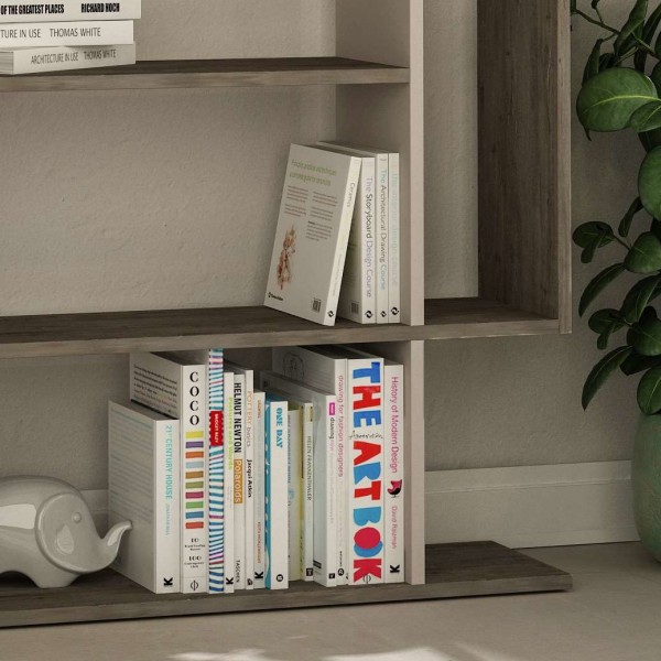 Totò Piccinni Libreria LIFT 10 Ripiani – Design Moderno A Vani Sfalsati, 150,5x80x29 Cm, Finitura Antigraffio (Rovere Antico/Antracite)