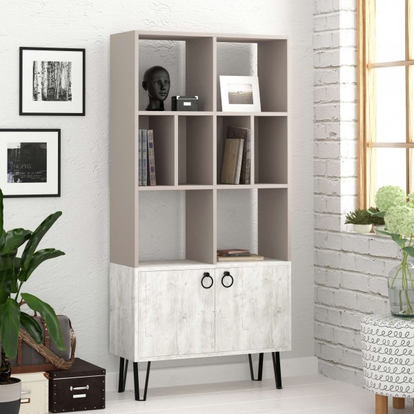 Libreria 8 vani e 2 ante con piedini in legno modello Kuba Totò Piccinni