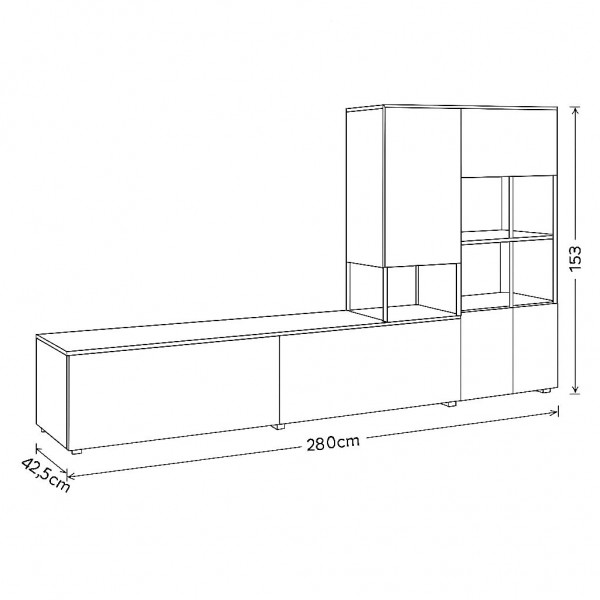 Specifica dimensioni Parete attrezzata moderna in legno colore "Bianco Laccato/Grigio Cemento" modello Sfera Totò Piccinni