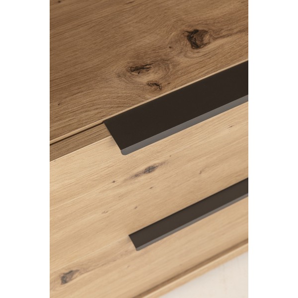 Dettaglio Libreria moderna in legno colore "Rovere Artisan/Grigio Laccato" con 1 anta e 2 cassetti modello Aura Totò Piccinni