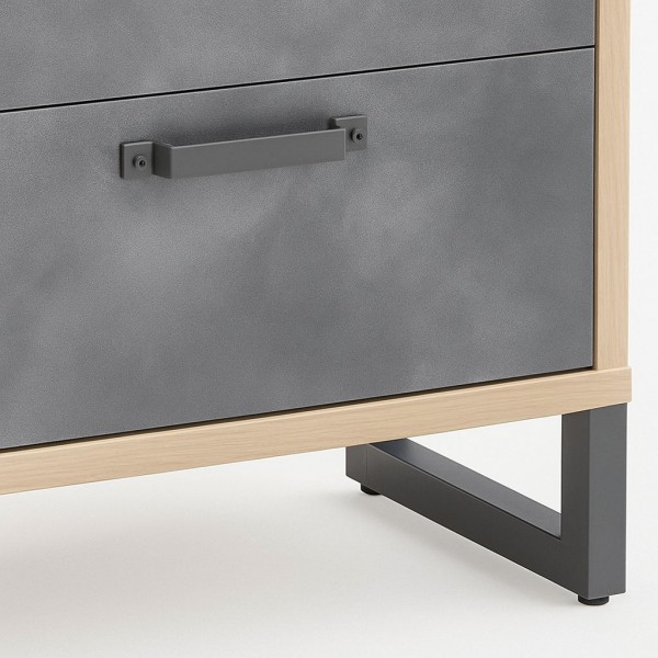 Dettaglio Mobile libreria in legno colore "Rovere Artisan/Grigio Cemento" 1 ante e 2 cassetti modello Sylva Totò Piccinni