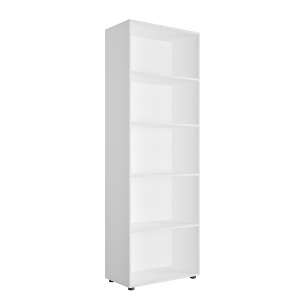 Libreria in legno bianco matt. opaco vista diagonale