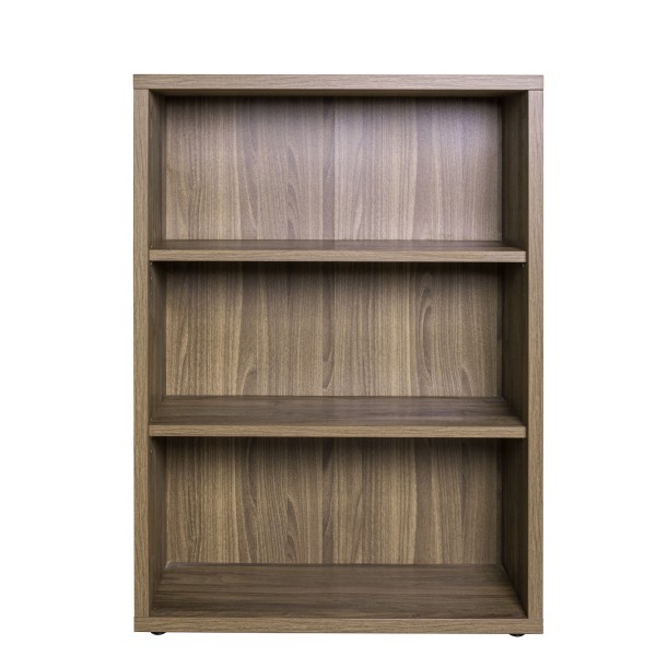 Vista frontale Libreria design in legno colore Noce Brera con 2 ripiani modello Bali Totò Piccinni