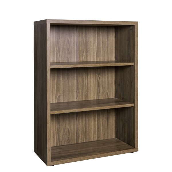 Vista diagonale Libreria in legno colore Noce Brera con 2 ripiani modello Bali Totò Piccinni