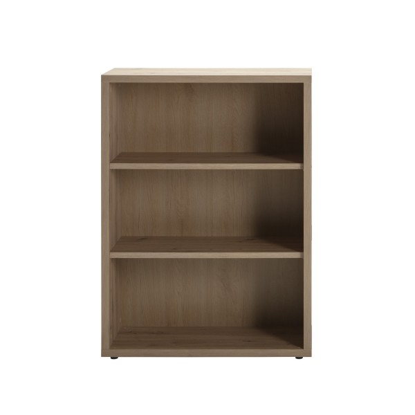 Vista frontale Libreria classica in legno colore Rovere Miele con 2 ripiani modello Toronto Totò Piccinni