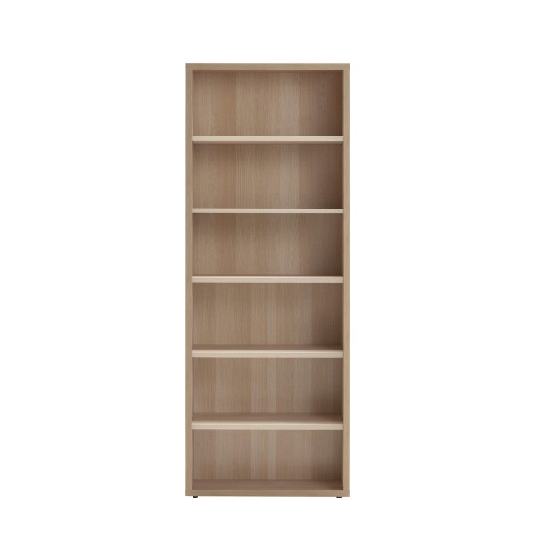 Vista frontale Libreria in legno colore Rovere Miele 5 ripiani modello Toronto Totò Piccinni