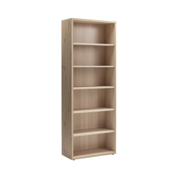 Vista diagonale Libreria classica in legno colore Rovere Miele 5 ripiani modello Toronto Totò Piccinni