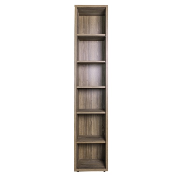 Vista frontale Libreria design moderno in legno colore Noce Brera con 6 vani modello Bali Totò Piccinni