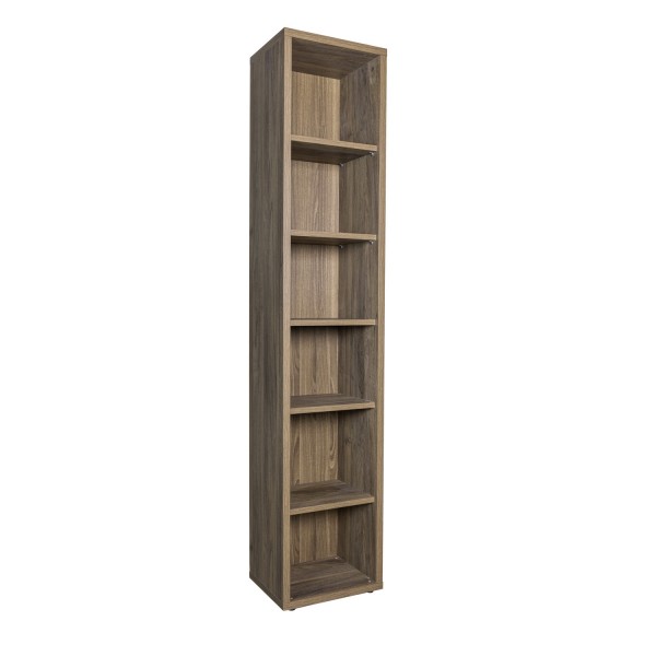 Vista diagonale Libreria in legno colore Noce Brera con 6 vani modello Bali Totò Piccinni