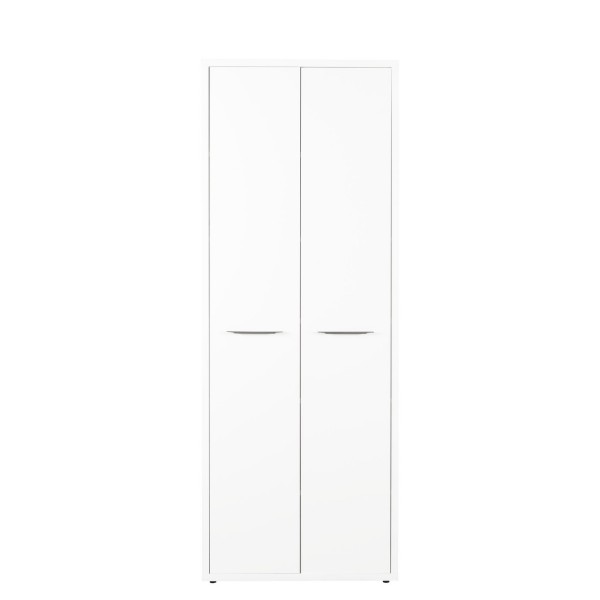 Vista frontale Armadio camera da letto in legno colore Bianco Laccato 2 ante e 6 vani modello Toronto Totò Piccinni