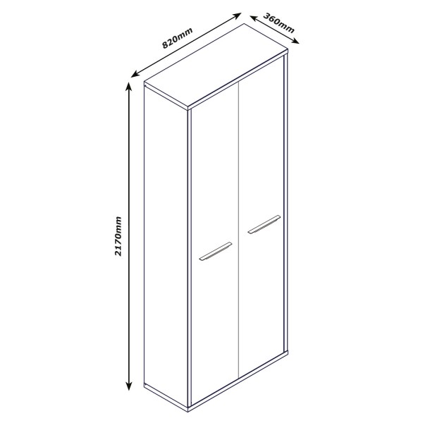 Specifica dimensioni Armadio in legno colore Bianco Laccato 2 ante e 6 vani modello Toronto Totò Piccinni