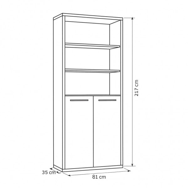Specifica dimensioni Libreria in legno colore Bianco Laccato 2 ante e 6 vani modello Toronto Totò Piccinni