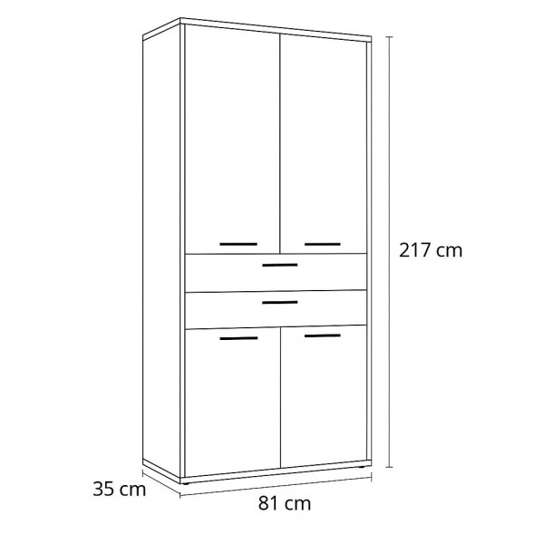 Specifica dimensioni armadio camera da letto 2 cassetti e 4 ante noce brera modello Bali Totò Piccinni