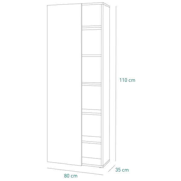 Specifica dimensioni Libreria in legno colore "Rovere/Cemento" 1 anta e 5 ripiani modello Sydney Totò Piccinni