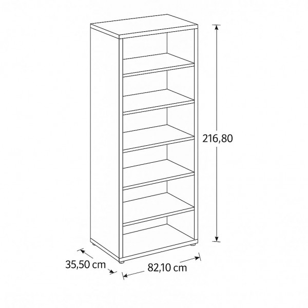 Specifica dimensioni Libreria a giorno in legno colore Rovere Miele con 6 vani modello Alba Totò Piccinni