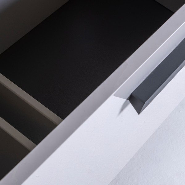 Dettaglio Libreria in legno colore rovere artisan/cashmere con 1 cassettone e 6 vani modello Nadir Totò Piccinni