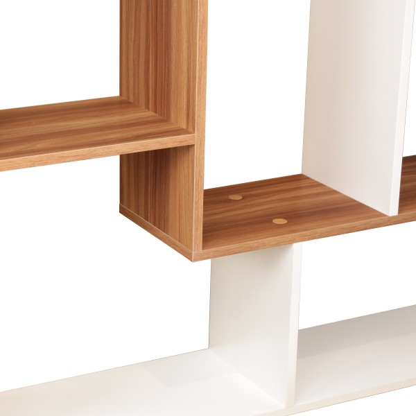 Dettaglio Libreria moderna in Legno colore "Bianco Caldo/Noce Chiaro" scaffale a cubi 8 Ripiani Totò Piccinni
