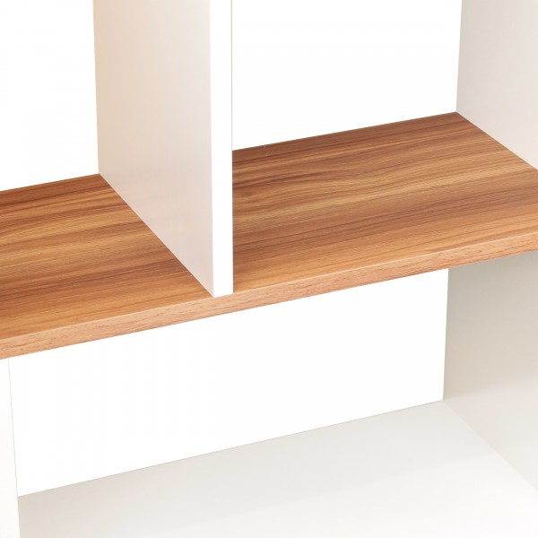 Dettaglio Libreria moderna in Legno colore "Bianco Caldo/Noce Chiaro" scaffale a cubi 8 Ripiani Totò Piccinni