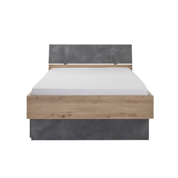 Vista frontale Letto in legno colore "Rovere Artisan/Cemento" modello Sylva Totò Piccinni
