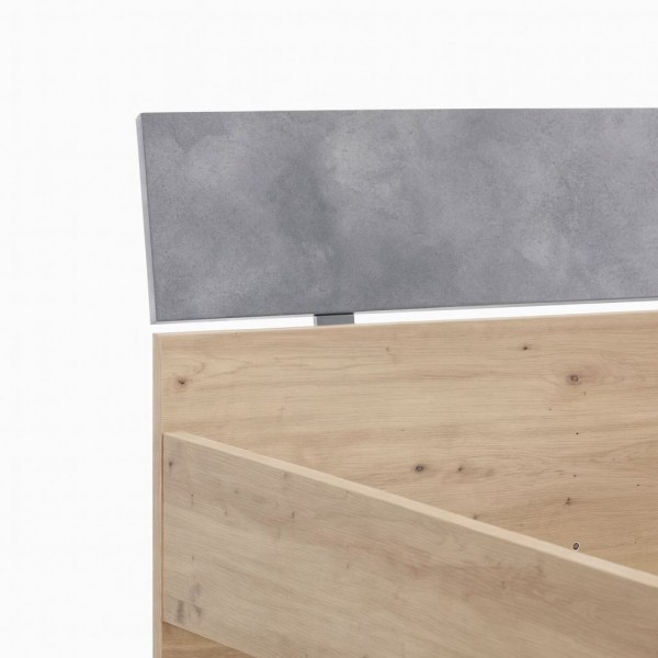 Dettaglio Letto in legno colore "Rovere Artisan/Cemento" modello Sylva Totò Piccinni