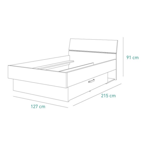Specifica dimensioni Letto in legno colore "Rovere Artisan/Cemento" modello Sylva Totò Piccinni