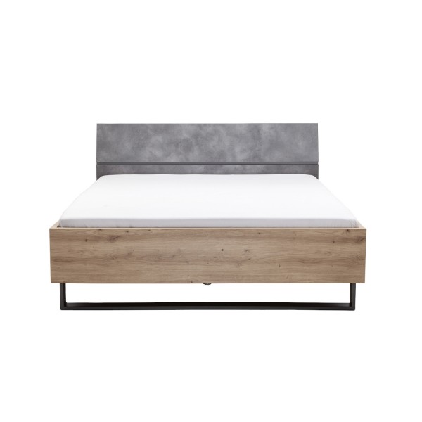 Vista frontale Letto Matrimoniale Cemento/Rovere Artisan modello Sylva Totò Piccinni