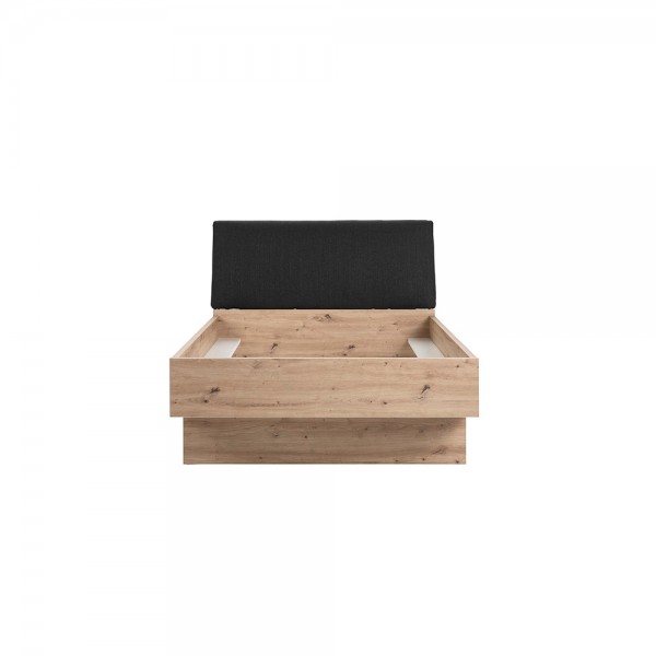 Letto in legno con testiera imbottita colore Rovere Artisan modello Aura Totò Piccinni