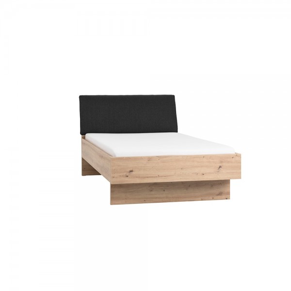 Letto in legno con testiera imbottita colore Rovere Artisan modello Aura Totò Piccinni