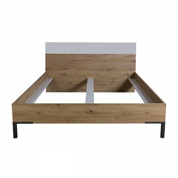 Letto Matrimoniale in legno 160x200 colore (Rovere Artisan/Grigio Laccato Lucido) modello Eden Totò Piccinni