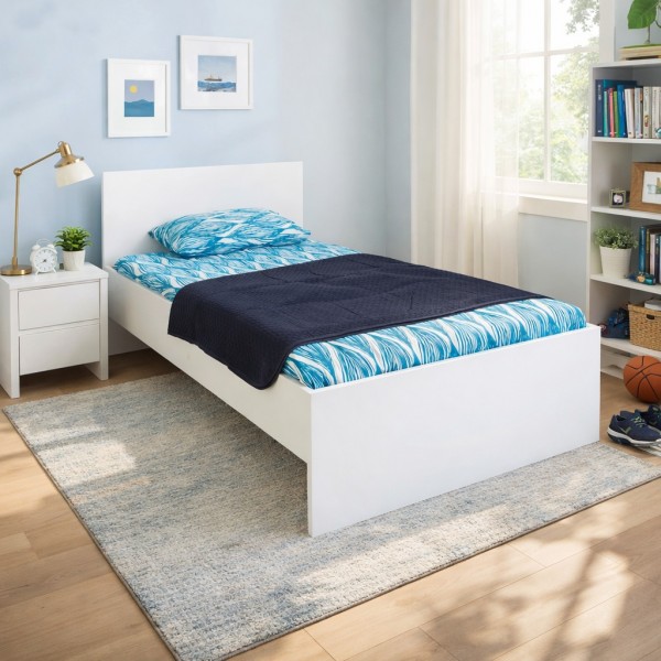 Vista ambientata Letto Singolo in legno 90x200 colore "bianco laccato" Totò Piccinni