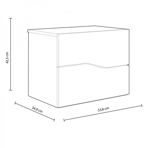 Specifica dimensioni Comodino in legno colore "Bianco/Rovere" con 2 cassetti modello Ardisia Totò Piccinni