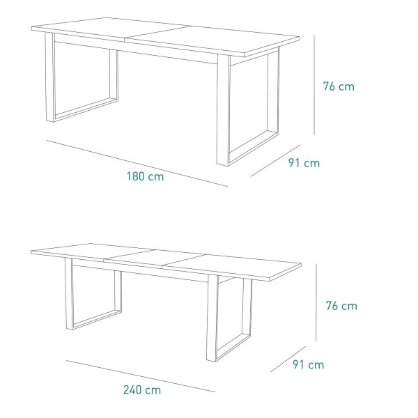 Specifica dimensioni Tavolo allungabile in legno colore Rovere Artisan con gambe in ferro Totò Piccinni