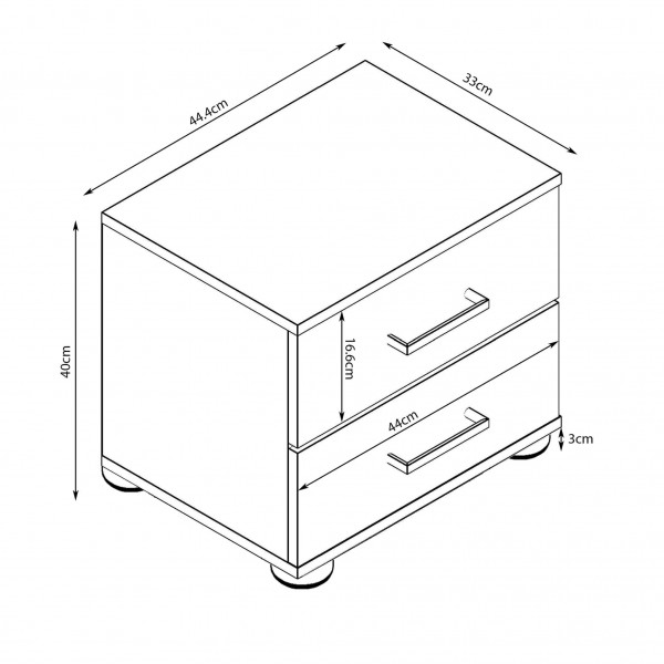 Dimensioni comodino camera da letto 2 cassetti Totò Piccinni Misura cm 45 x 42 x 43 (HxPxL)