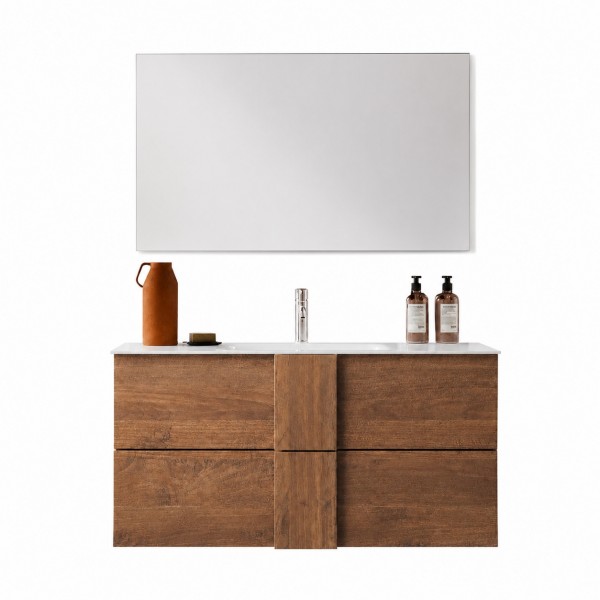 Mobile Bagno sospeso 80cm con specchiera colore "rovere mercure" modello Juno Totò Piccinni