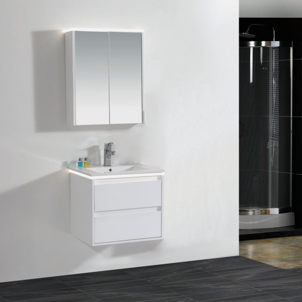 Set LUNA Mobile Bagno sospeso con due cassetti e due ante con lavabo 80 cm