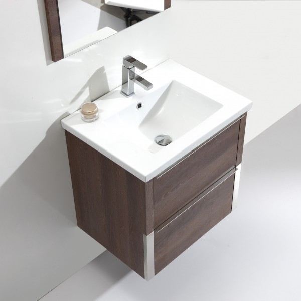 Vista dall'alto Set mobile bagno con 2 cassetti e lavabo sospeso 61cm modello Fauno Totò Piccinni