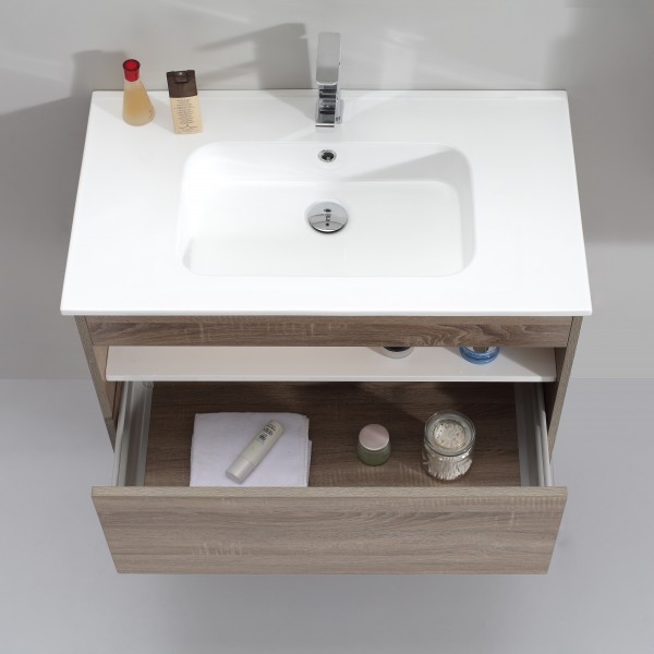 Set VOLTURNO Mobile Bagno sospeso con due cassettoni specchio led